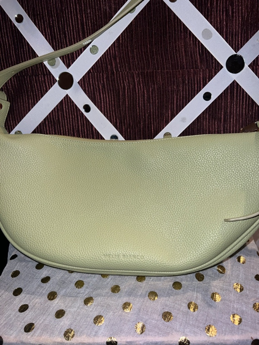 Meline BiancoGreen Leather Shoulder Bag -